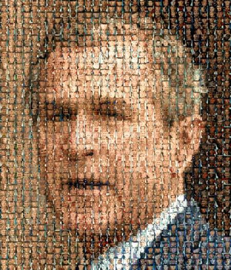 foto   de  bush   avec  les  visages  des  militaires  tues  en  IRAK